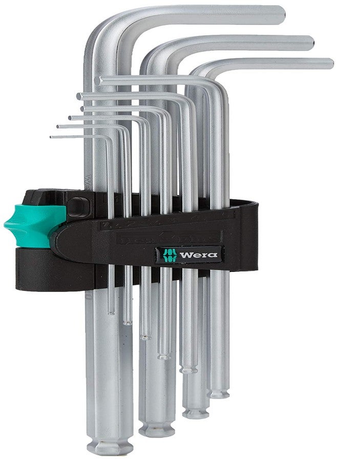 ويرا مجموعة مفاتيح سداسية Wera 05073391001 Hex-Plus 950 PKL/9 SB عالية العزم برأس كروي، مطلية بالكروم، مقاسات مترية طويلة، من 1.5 مم إلى 10 مم، 9 قطع - Image 2